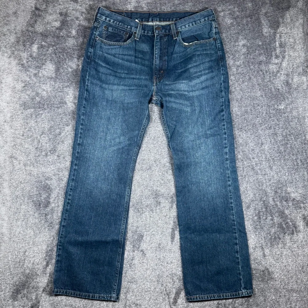 Levis 527 Slim Bootcut Jeans Mens 36x32 Dark Wash Denim Blue WaterLess 527-0534
